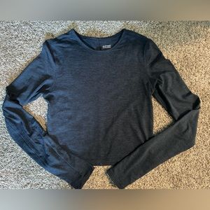 Dark blue Girlfriend Collective long sleeve crop